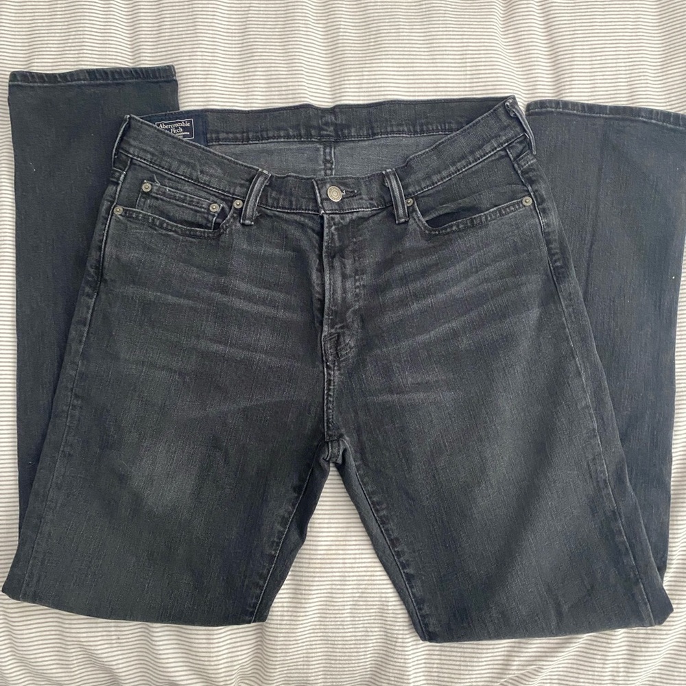 Mens Abercrombie Vintage Black Denim Athletic Skinny Jeans